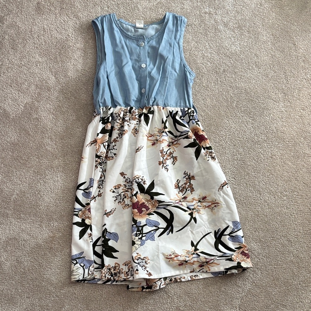 SHEIN Blue and Floral Kids Dress